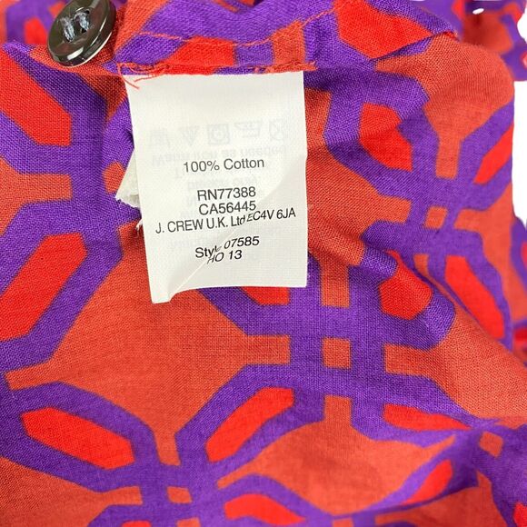J.CREW Shirt Women's Size 4 Geometric Cotton Collared Button Down - Picture 7 of 13